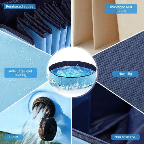 80 x 20 cm Portable Dog Kiddie Swimming Pool, PVC Foldable Non-Slip Bathtub for Small Dogs Pets (Blue) - Toytexx 80 x 20 cm Portable Dog Kiddie Swimming Pool, PVC Foldable Non-Slip Bathtub for Small Dogs Pets (Blue) - Toytexx